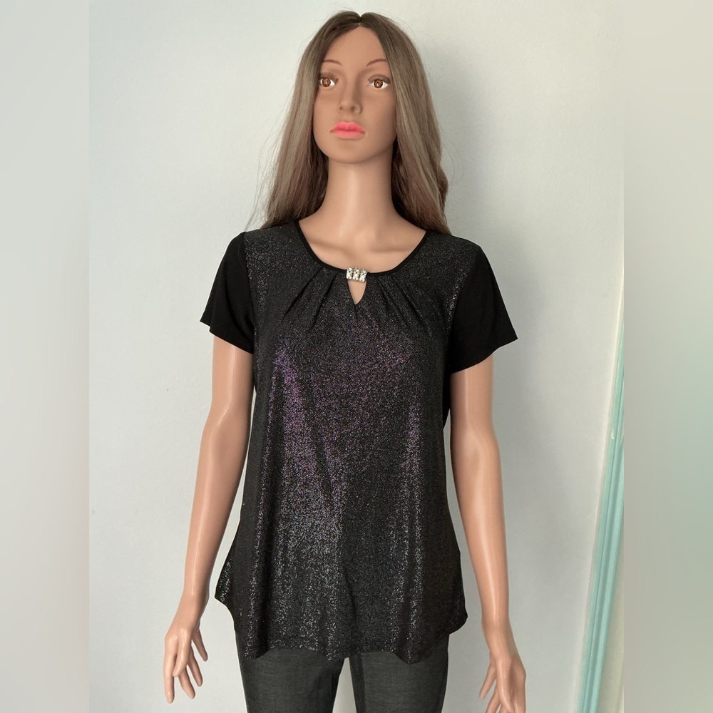 Notations Black Sparkle Women's Top Sz S